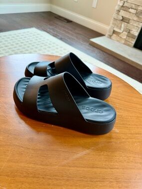 Crocs Black Slide Platform Sandals